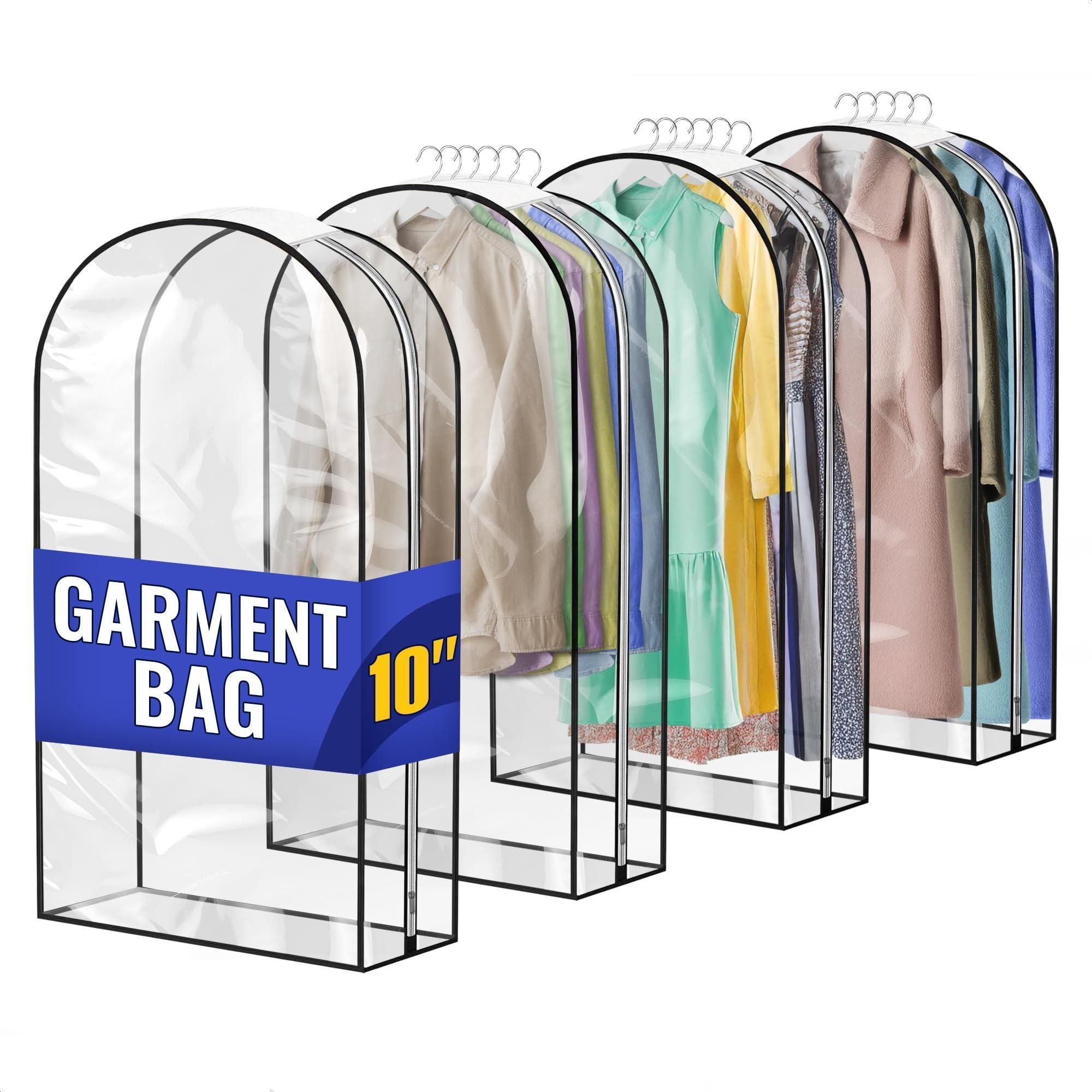 4 Pcs Clear Garment Bags for Hanging Clothes Dust Proof Suit Bags for Closet Storage 40 x24 x10 inch with Zipper Sides Designed for Travel & Organization Protects Clothes & Keeps Them Ready to Wear - JM Variety Store